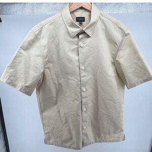 Club Monaco Standard Fit Mens Short Sleeve Button Up Shirt Beige Size Medium 641